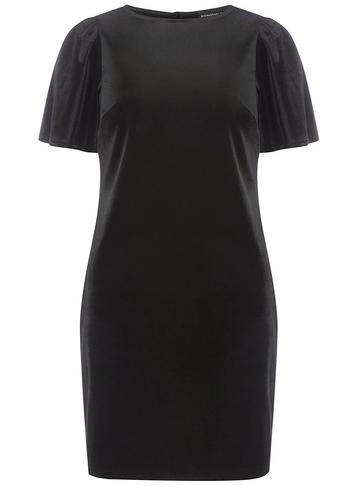Dorothy Perkins Black Velvet Angel Sleeve Shift Dress