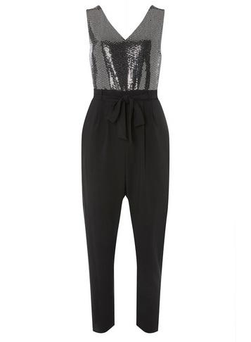 Dorothy Perkins Petite Silver Sequin Jumpsuit