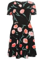 Dorothy Perkins Black Floral V-neck Fit And Flare Dress