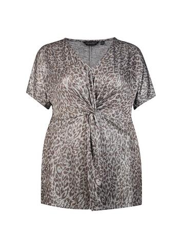 Dorothy Perkins *dp Curve Silver Animal Print Knot Top
