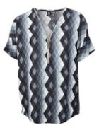 Dorothy Perkins *izabel London Grey Geometric Zip Neck Top
