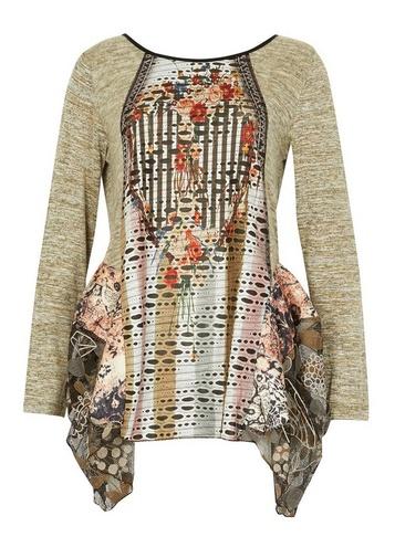 *izabel London Multi Green Contrast Tunic Top