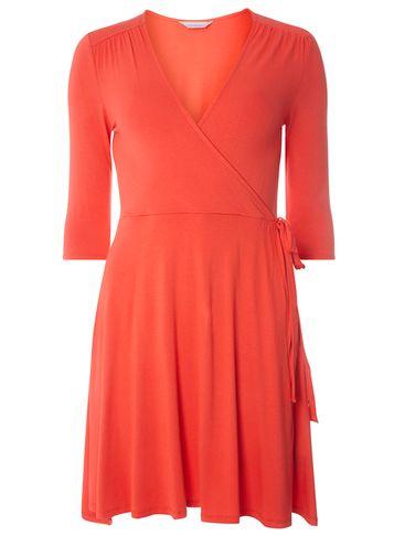 Dorothy Perkins Petite Coral Wrap Jersey Dress