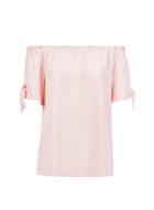 Dorothy Perkins Pink Milkshake Tie Sleeve Bardot Top