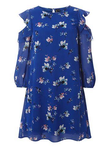 Dorothy Perkins *vera Moda Cobalt Cold Shoulder Shift Dress