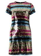 Dorothy Perkins Multi Colour Premium Sequin Embellished Striped Shift Dress