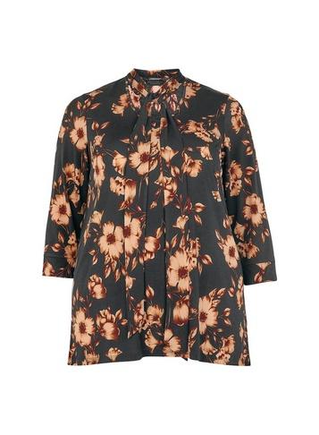 Dorothy Perkins *curve Multi Colour Floral Print Pussybow Top