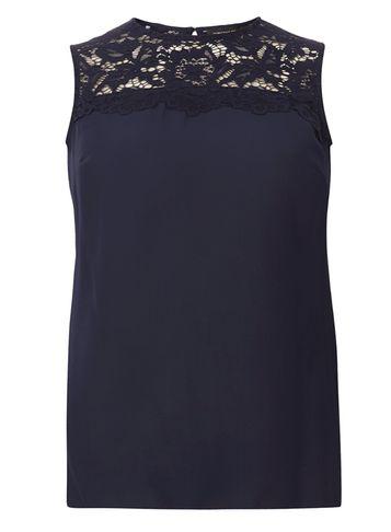 Dorothy Perkins Navy Lace Insert Shell Top