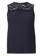 Dorothy Perkins Navy Lace Insert Shell Top