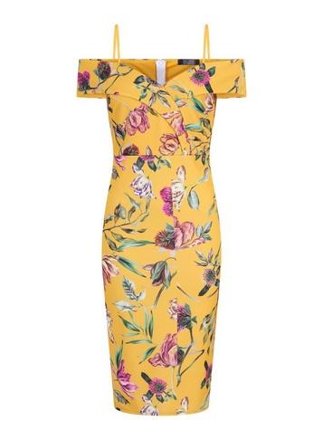 Girls On Film *girls On Film Yellow Floral Print Bodycon Dress