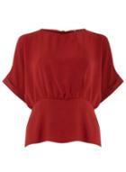 Dorothy Perkins Rust Linen Split Sleeve Top