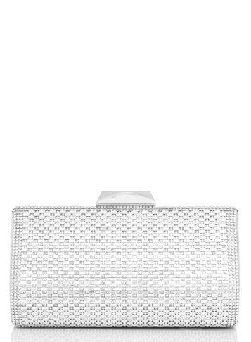 Dorothy Perkins *quiz Silver Diamante Box Clutch Bag