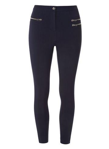 Dorothy Perkins Navy Chunky Zip Bengaline Trousers