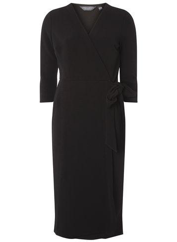 Dorothy Perkins *tall Black Crepe Wrap Midi Dress