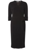 Dorothy Perkins *tall Black Crepe Wrap Midi Dress