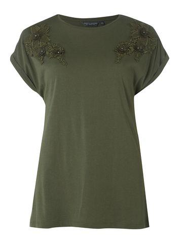 Dorothy Perkins *tall Khaki Flower Applique T-shirt
