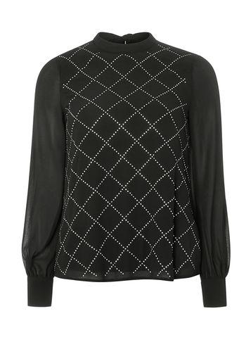 Dorothy Perkins Black Diamonte Tie Back Blouse