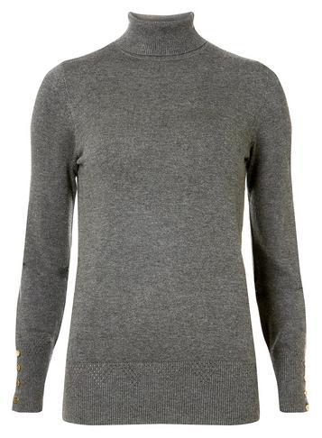 Dorothy Perkins Grey Aztec Roll Neck Jumper