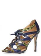 Dorothy Perkins Blue Snake Print Lace Sandals