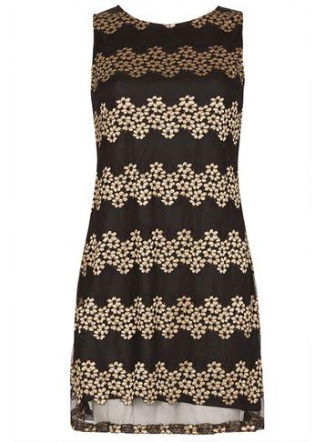 Dorothy Perkins *izabel London Gold Floral Lace Shift Dress