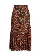 Dorothy Perkins Brown Cheetah Print Pleated Midi Skirt