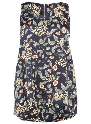 *tenki Navy Blue Floral Print Jersey Top