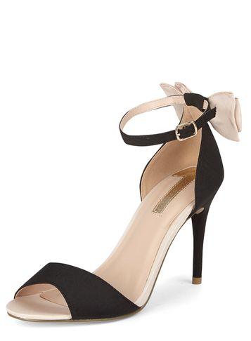 Dorothy Perkins Black And Cream Satin Bow Sandals