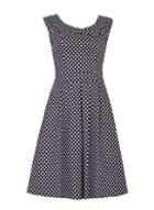 Dorothy Perkins * Izabel London Navy Polka Dot Pleat Dress