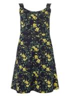 Dorothy Perkins Dp Curve Navy Poppy Floral Print Ruffle Skater Dress