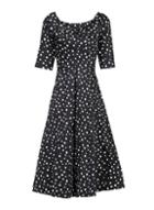 Dorothy Perkins *jolie Moi Black Pattern Midi Fit And Flare Dress