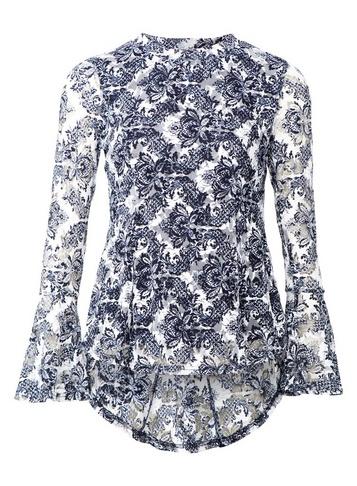 *izabel London Navy Damask Print Blouse