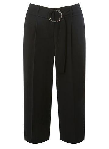 Dorothy Perkins Petite Black Wide Leg Cropped Trousers