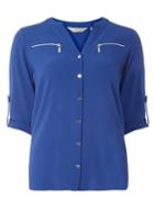 Dorothy Perkins Petite Cobalt Zip Roll Sleeve Shirt