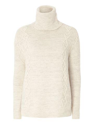 Dorothy Perkins *vila Beige Cable Knit Roll Neck Jumper
