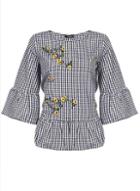 Dorothy Perkins *quiz Multi Coloured Gingham Embroidered Frill Top