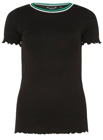 Dorothy Perkins Black Tape Neck Lettuce Edge T-shirt