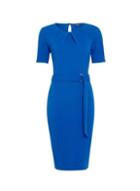 Dorothy Perkins Blue Pleat Neck D-ring Pencil Dress