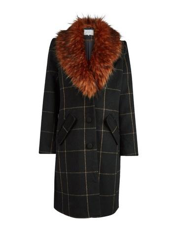 *vila Black Check Print Coat