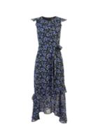 Dorothy Perkins Purple Ruffle Floral Print Midi Dress