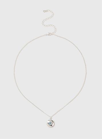 Dorothy Perkins Silver Look March Birth Stone Necklace