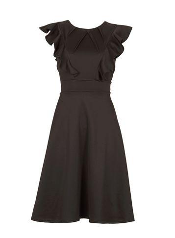 Dorothy Perkins *feverfish Black Frill Skater Dress
