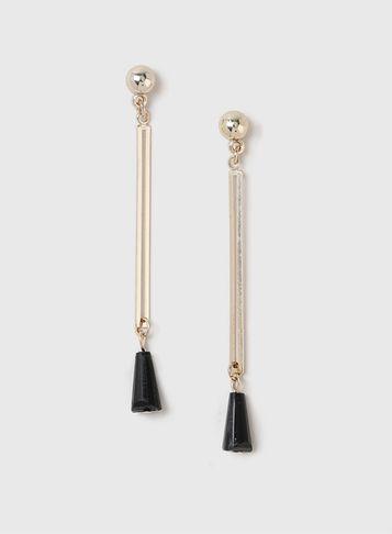 Dorothy Perkins Gold Look Black Bead Drop Earrings