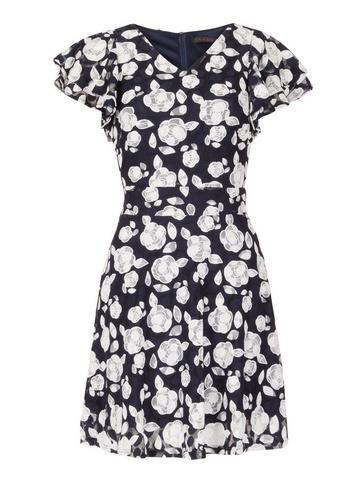 Dorothy Perkins *tenki Blue Floral Lace Skater Dress