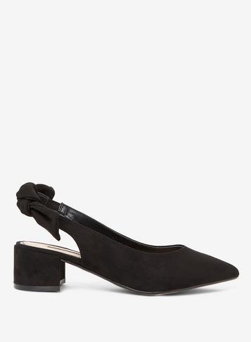 Dorothy Perkins Black Gossip Bow Slingback Court Shoes