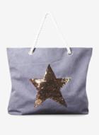 Dorothy Perkins Navy Sequin Star Rope Shopper Bag