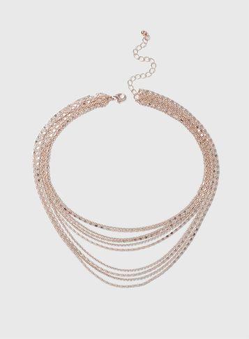 Dorothy Perkins Rose Gold Layered Chain Choker Necklace