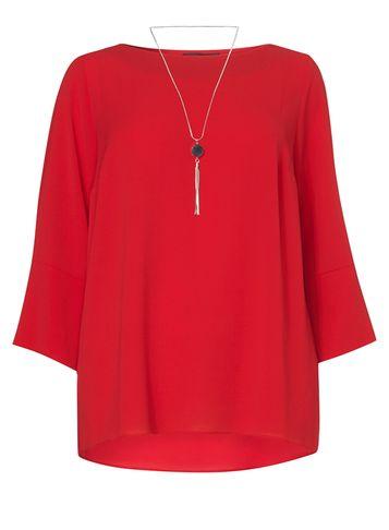 Dorothy Perkins Dp Curve Red Necklace Trim Blouse