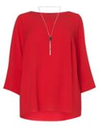Dorothy Perkins Dp Curve Red Necklace Trim Blouse