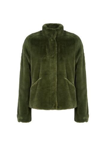 *only Green Faux Fur Cropped Coat