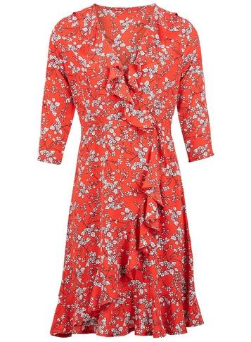 Dorothy Perkins *izabel London Red Ditsy Floral Print Wrap Dress